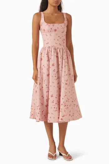 Janu Floral-print Dress in Linen