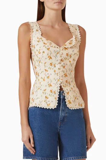 Viola Top in Linen