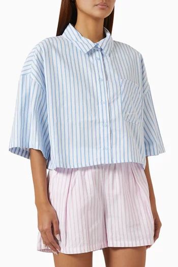 Striped Box-fit Shirt in Cotton-poplin