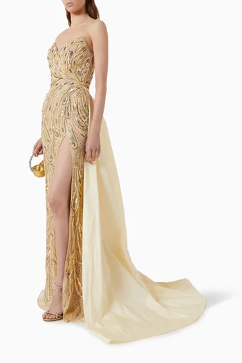 Embellished Strapless Gown