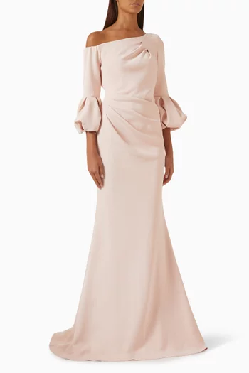 Asymmetric-neck Gown in Scuba