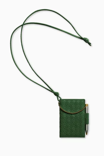 Piccolo Pencil Badge Holder in Intrecciato Leather