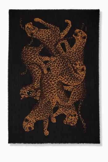 Leopard Stole in Wool Twill