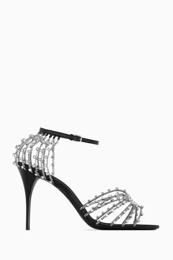 Babylone Crystal Sandals in Leather