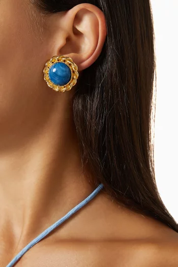 1990s Vintage Cabochon Clip-on Earrings