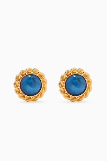 1990s Vintage Cabochon Clip-on Earrings