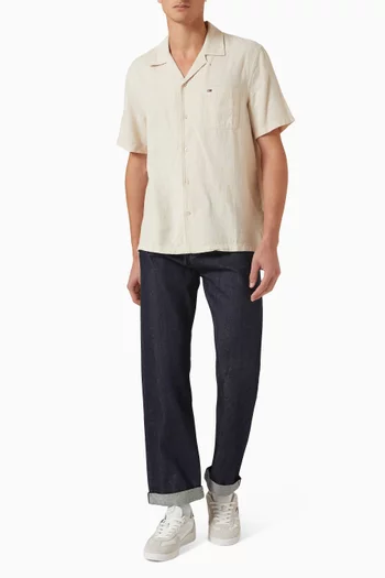 Camp-collar Shirt in Linen-cotton