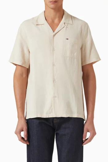 Camp-collar Shirt in Linen-cotton