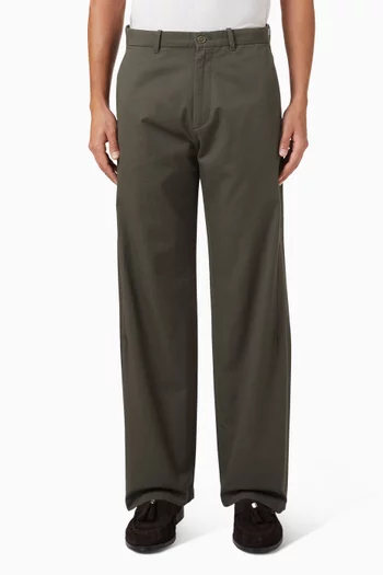 Darted Straight-leg Pants in Cotton