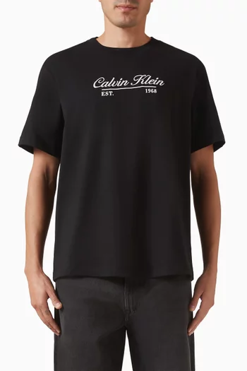 Cursive Logo-print T-shirt in Cotton