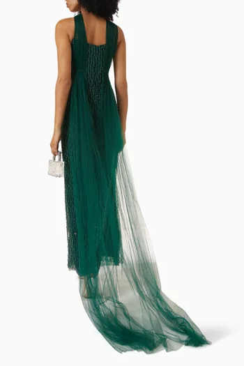 Strapless Bead Embellished Gown