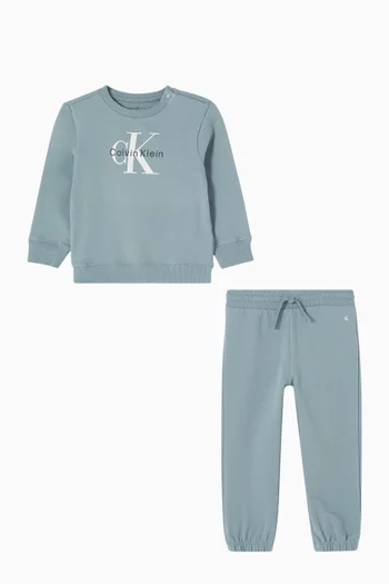 Logo Sweatshirt & Pants Set in Cotton