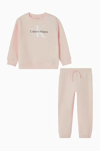 Logo Sweatshirt & Sweatpants Set in Cotton