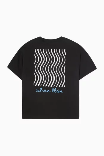 Wave Chest Artwork T-shirt in Cotton
