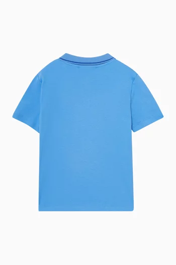 Monogram Logo Patch Tipped Polo Shirt in Cotton