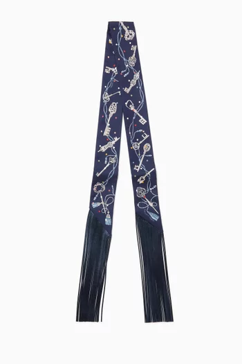Unused Fringed Twilly Scarf in Silk