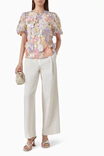 Flowering 3D Floral-applique Top