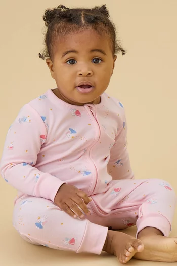 Bunny Zip-up Sleepsuit in Cotton-blend