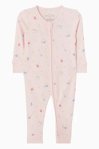 Bunny Zip-up Sleepsuit in Cotton-blend
