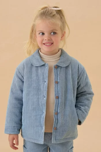 Striped Quilted Denim Jacket