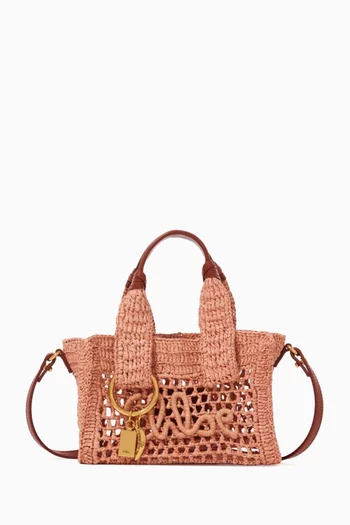 Mini Summer Banana Tote Bag in Raffia