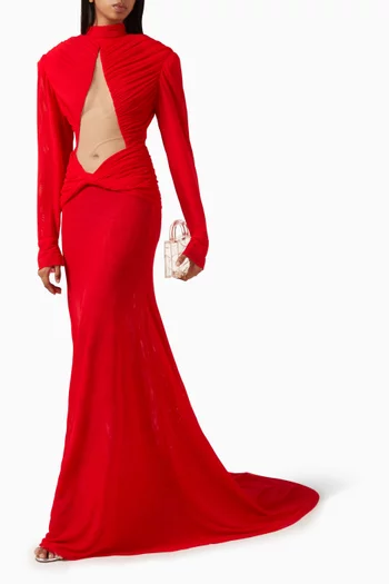 Cutout Detail Gown inn Mesh