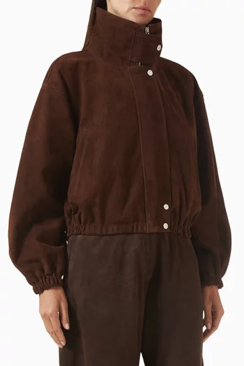Pia Oversized Bomber Jacket in Goatskin Suede