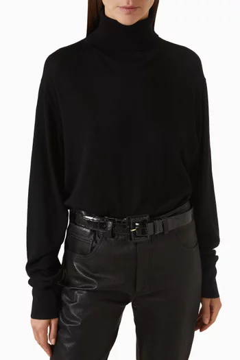 Soma Buckle Belt in Croc-embossed Leather