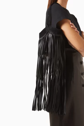 Mini Lotus Fringe Tote Bag in Suede