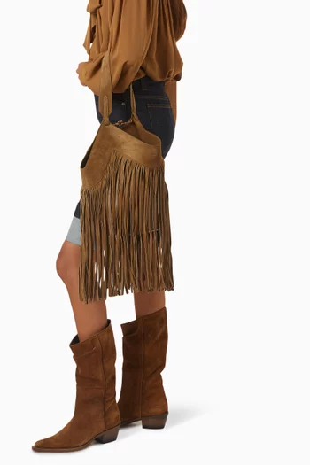 Medium Lotus Fringe Tote Bag in Suede