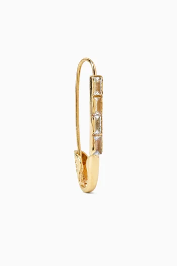 Baguette Safety Pin Single Earring in 14kt Yellow Gold