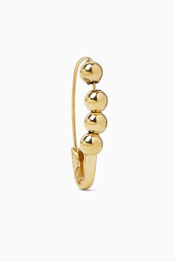 Friendship Bead Safety Pin Single Earring in 14kt Yellow Gold