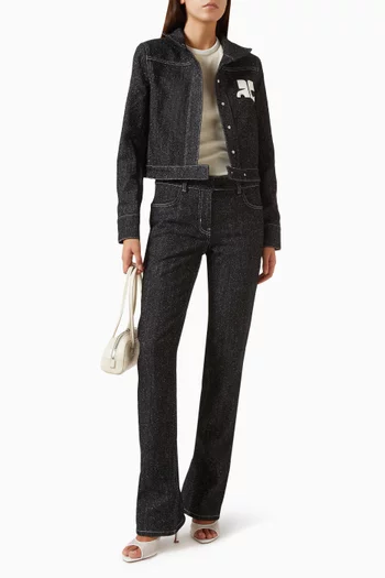 Snap Straight Pants in  Denim Tweed