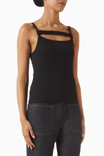 90's Ribbed Strap Tank Top in Stretch-cotton