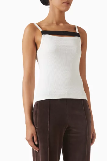 90's Ribbed Strap Tank Top in Stretch-cotton