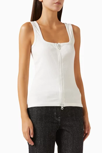 90's Rib Zipped Tank Top in Stretch Cotton