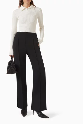 Zipped Mockneck Sweater in Rib-knit