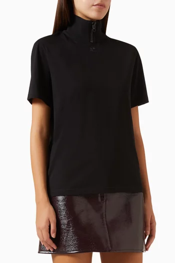 Rib Collar T-shirt in Cotton