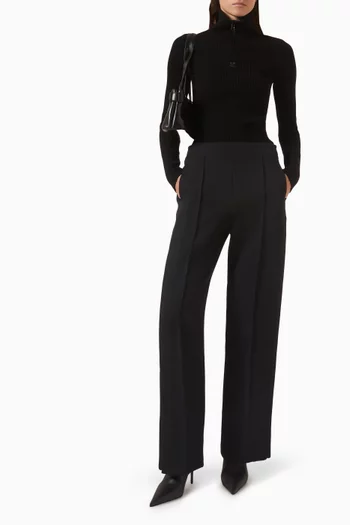 Snap Flared Sweatpants in Twill