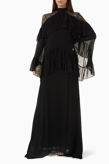 Etero Tiered Ruffle Dress in Viscose