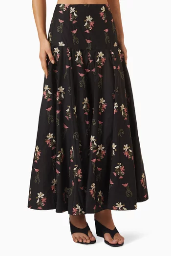 Nacar Embroidered Maxi Skirt in Cotton