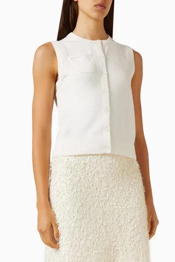Button-front Shell Top in Cotton-blend