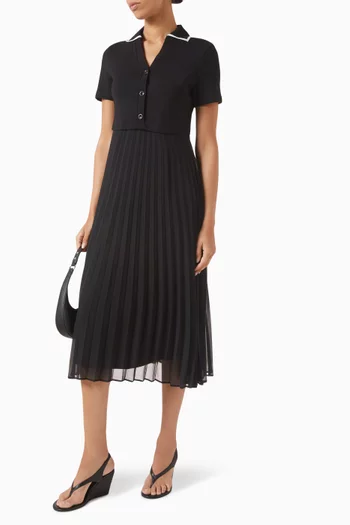 Polo-style Midi Dress in Cotton-knit