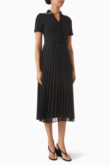 Polo-style Midi Dress in Cotton-knit