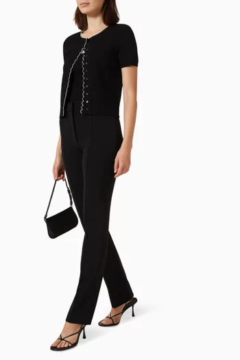 Contrast-trim Cardigan in Knit