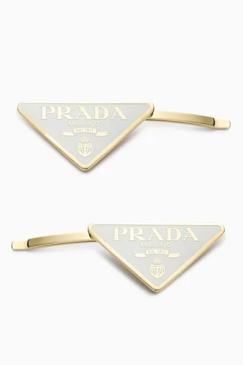 Triangle Logo Hair Pins in Gold-tone Metal