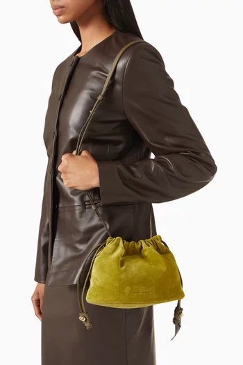 Charlotte Drawstring Bag in Suede Leather