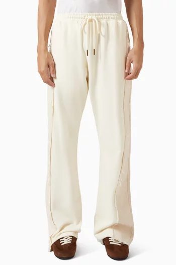 Denim Panel Flare Sweatpants