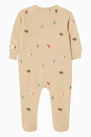 Embroidered Fleece Sleepsuit in Organic Cotton