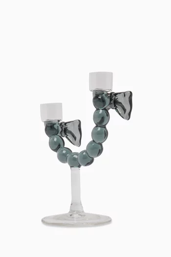Double Bow Candle Holder in Glass